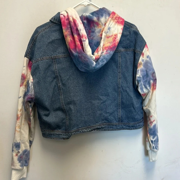 Aqua Tie-dye Jean Sweatshirt Jacket - Picture 3 of 3